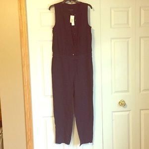 Navy JCrew silk ruffle jumpsuit size 8